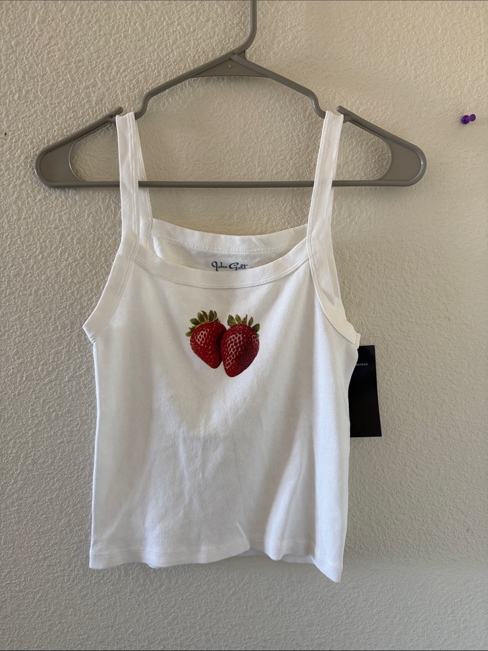 Brandy melville white belle strawberries tank top